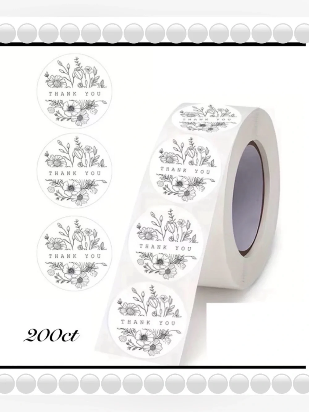 Thank You Design Stickers 200ct~ 1” (Boutique) ~NEW~ 2 For $20
